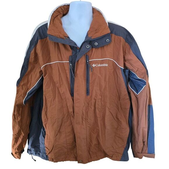 Columbia Mens XL Interchange Jacket Rust & Gray Waterproof Outdoor Coat - Picture 1 of 9